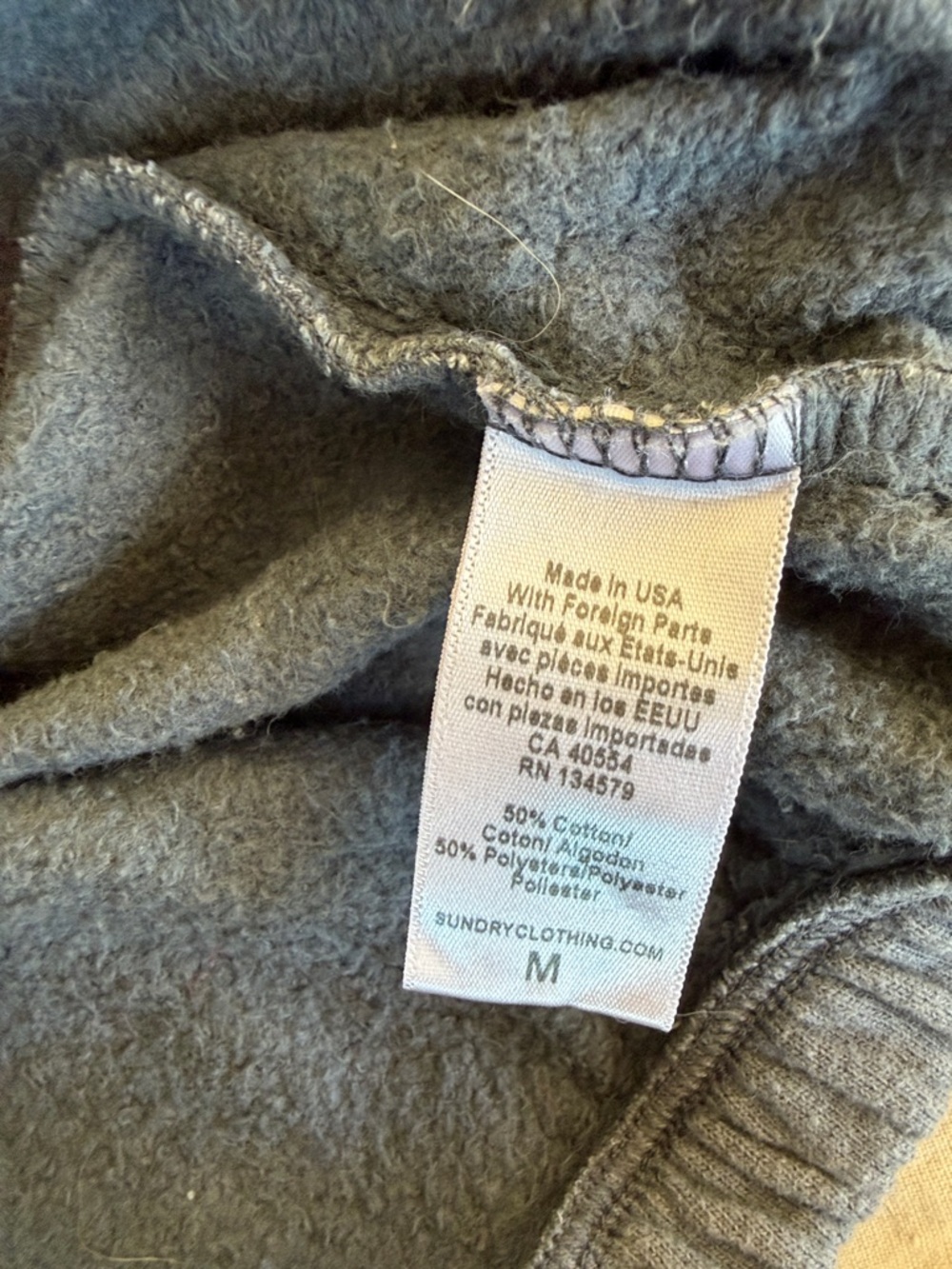 WOMEN'S SUNDRY MIXED MEDIA HALF ZIP POPOVER GREY SWEATSHIRT GORP-CORE PREPPY - Picture 10 of 12